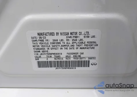 2023 Infiniti Q50 Red Sport 400 Awd z USA, uszkodzony, nr VIN JN1FV7DR8PM590919